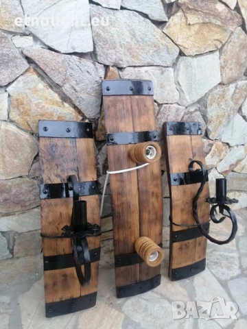 Полилеи от автентични реставрирани бъчви с дървена чашка , снимка 15 - Лампи за таван - 44113335