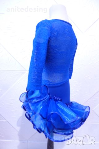 Синя рокля за спортни танци с дантела, снимка 5 - Детски рокли и поли - 45798191