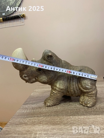 Винтидж керамична фигура на носорог, снимка 3 - Антикварни и старинни предмети - 51460508