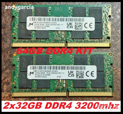 Micron 64GB KIT / 2 x 32GB КИТ 3200MHz DDR4 PC4 SODIMM Ram рам памет за лаптоп