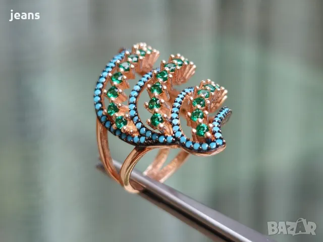 Сребърен пръстен с розово покритие 175722, снимка 2 - Пръстени - 50324983