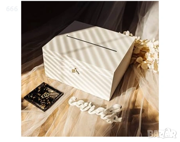 Дървена кутия за парични подаръци с отвор, ключалка и ключ, снимка 2 - Други стоки за дома - 53216951