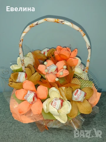Кошница с 9 бонбони за подарък около 40 см висока, снимка 4 - Други - 51251531