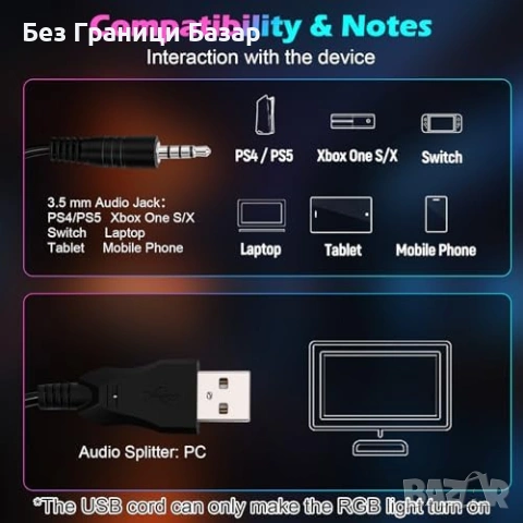 Нови Геймърски слушалки с микрофон за PC PS4 PS5 Xbox Switch 3.5мм жак червени, снимка 5 - Слушалки и портативни колонки - 54208239