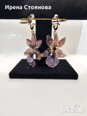 Обеци с естествен цвят на орхидея Miltonia. , снимка 11 - Обеци - 53614108