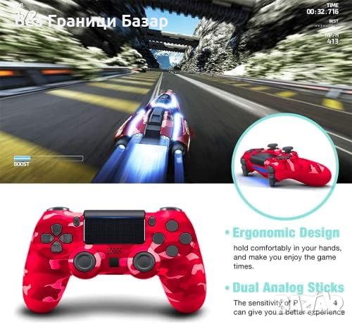 Нов Безжичен Контролер за PS4 Camo Червен Двойна Вибрация 6-оси Тъч, снимка 7 - Друга електроника - 45468733