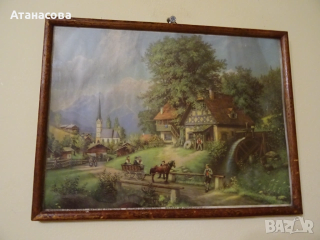 Стара картина "Сутрин на Петдесетница" репродукция от 1935 г, снимка 7 - Картини - 53940961