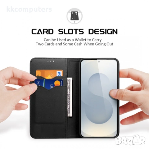 DUX DUCIS Hivo Кожен Калъф за Samsung S26 - Кравешка кожа, RFID защита, Портфейл, 3 цвята, снимка 4 - Калъфи, кейсове - 53854502