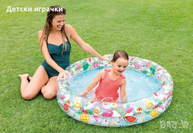 Детски надуваем басейн Intex Just So Fruity, 122 х 25 см, PVC, плодчета, за деца, снимка 1