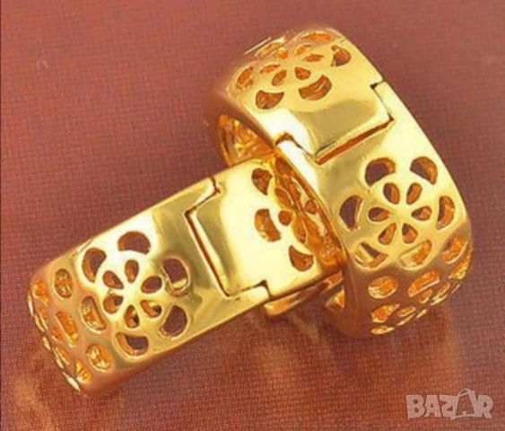 Обеци с лазерно изрязани ажури от 9к попълнено злато 15 лв., снимка 3 - Обеци - 51777573