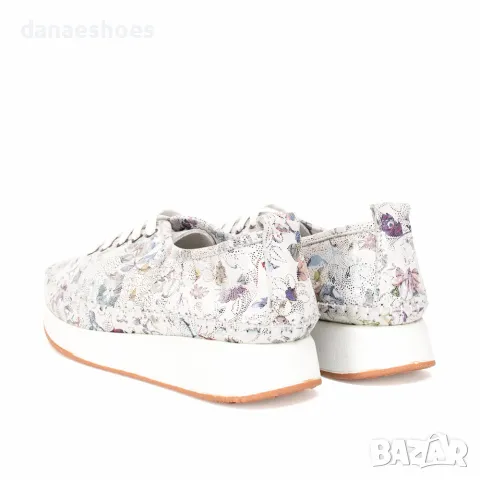 Дамски обувки от естествена кожа в бяло с принт на цветя , снимка 4 - Дамски ежедневни обувки - 50030064