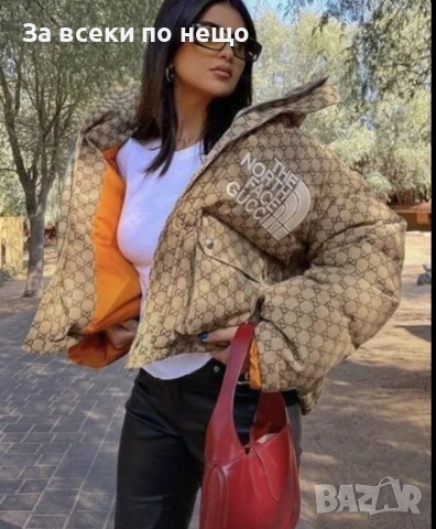 The North Face Gucci Дамско Бежово Зимно Яке Дъ Норт Фейс Гучи Код P1514, снимка 10 - Якета - 52339067