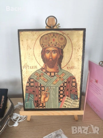 Икона „Св. Василий“ – ръчно рисувана, снимка 6 - Икони - 51625843