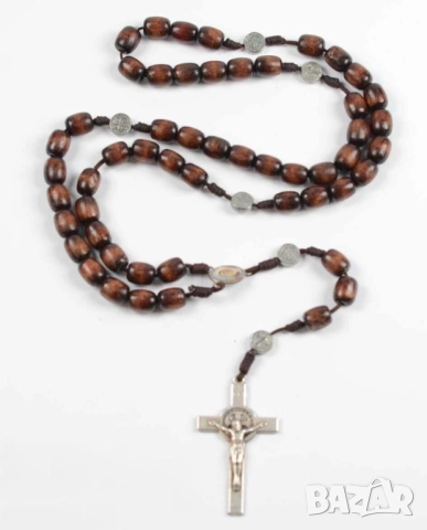 Стара християнска молитвена броеница метал и дърво за да ви пази Бог и закриля 