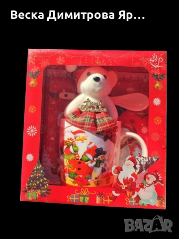 Коледна чаша с лъжичка и плюшено мече. ???✨ Опънати весели коледни настроения!, снимка 3 - Други - 52061784