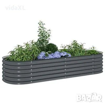 vidaXL Градинска висока леха 240x80x44 см поцинкована стомана сива（SKU:45528）, снимка 4 - Други - 48772129