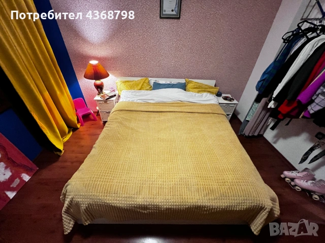 Легло с повдигащ механизъм и 2 нощни шкафчета — 180×198 см, снимка 4 - Спални и легла - 54248838