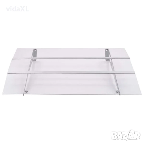 vidaXL Навес за врата, сребристо и прозрачно, 120x90 см, поликарбонат(SKU:144828), снимка 2 - Други - 52539638