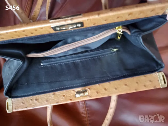 Дамска чанта,Pelle Di Giada+Подарък! Van Cleef комплект, щраус,, снимка 3 - Чанти - 50361421