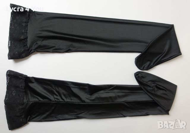 Черни чорапи със силиконова лента 80 Den лъскави от сатенена ликра, снимка 1 - Бельо - 45587071