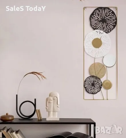 Метална рамка с огледало и цветя, 60см, снимка 3 - Картини - 49632022