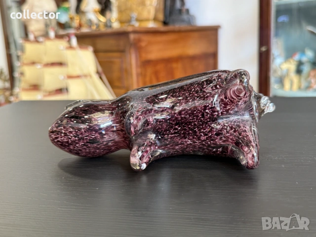 Ръчно изработена стъклена фигура на прасе. №7974, снимка 7 - Антикварни и старинни предмети - 53899814