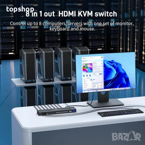 Чисто нов професионален 8-портов HDMI KVM Превключвател Yinker – 4K@60Hz / 2K@144Hz  , снимка 2 - Кабели и адаптери - 53565653