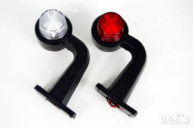1бр. ЛЕД Maxi габарит, криво LED рогче,червено/бяло, 24V