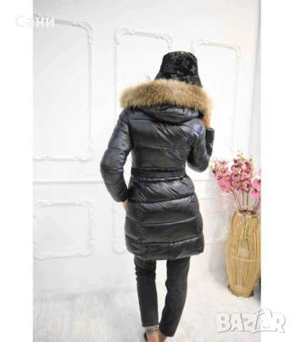 Черно зимнно яке с естествен косъм, снимка 3 - Якета - 51748751