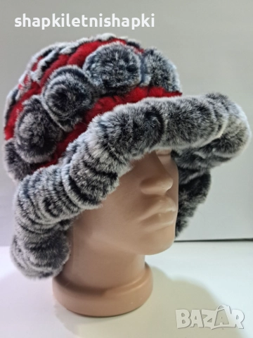 Дамска шапка лукс, тип ушанка Чинчила - 118, снимка 2 - Шапки - 52225805