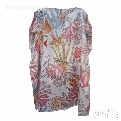 Лятна плажна туника от коприна, с артистични и морски десени