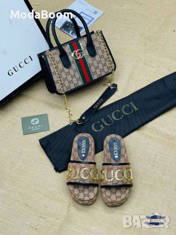 ✨🤩Gucci дамски комплекти чехли и чанти🤩✨, снимка 7 - Чехли - 45602451