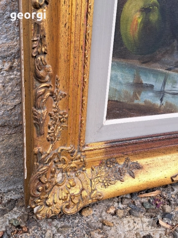 стара картина натюрморт маслени бои върху платно , снимка 7 - Картини - 51941692