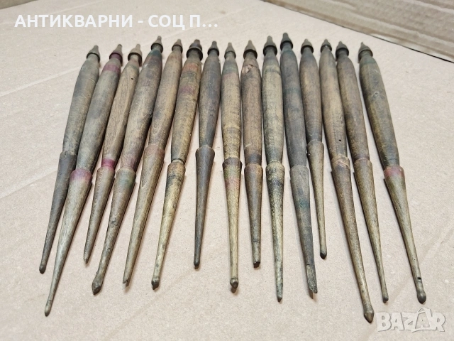 Комплект Стари Ръчно Изработени Дървени Вретена За Прежда / 15 Броя. / НОМЕР 1599., снимка 3 - Антикварни и старинни предмети - 53670140