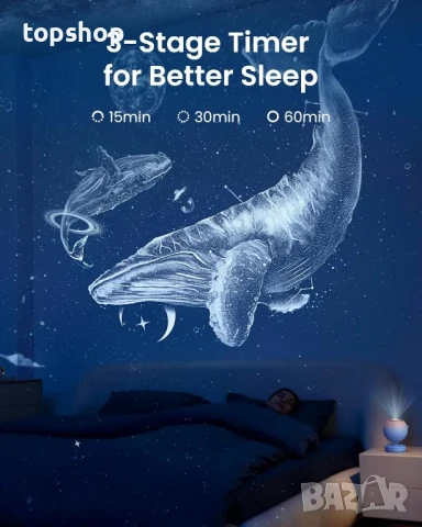 НОВ, ТЕСТВАН галактикически проектор POCOCO, сменяеми дискове, домашен планетариум с мека светлина, снимка 8 - Плейъри, домашно кино, прожектори - 50552358