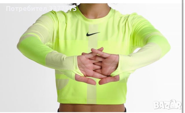 Nike горнище crop top неоново зелено, снимка 1 - Спортни екипи - 45243555