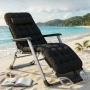 Сгъваем градински шезлонг с ватирана възглавница, регулируема облегалка и антикорозионна рамка, снимка 3