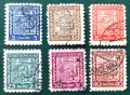 Чехословакия, 1929 г. - пълна серия марки с печат, герб, 5*25, снимка 1