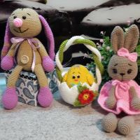 Плетена играчка Заек-Беби 2, Плетени, ръчно изработени, прекрасен подарък, снимка 9 - Плюшени играчки - 38319031
