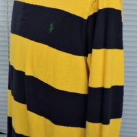 Polo Ralph Lauren Vintage 90’s Pique Rugby Shirt Men’s Yellow/Blue Striped XL, снимка 10 - Блузи - 45265055
