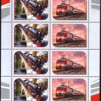 Чисти марки в малък лист Транспорт Влакове Локомотиви 2021  от  Русия , снимка 1 - Филателия - 45565718
