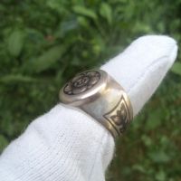 Руски СССР сребърен мъжки пръстен с ниело, снимка 5 - Пръстени - 45480295