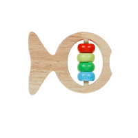 Дървена дрънкалка, рибка с цветни пръстени, 11х7см, снимка 1 - Образователни игри - 44938460