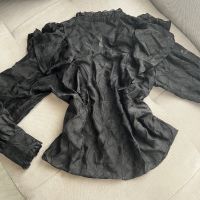 Дамска черна риза с дълъг ръкав, снимка 1 - Ризи - 45887102