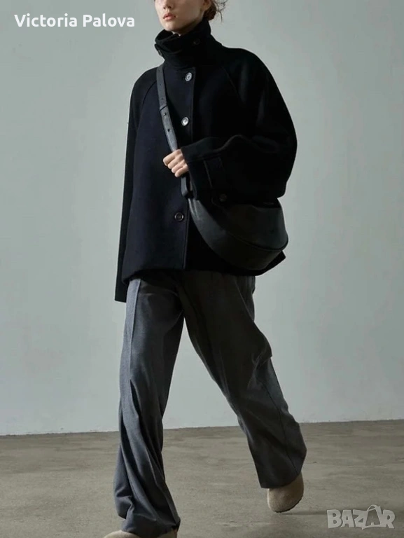 Луксозно черно палто Saccardi International с вълна и Lambswool - Италиански стил , снимка 1