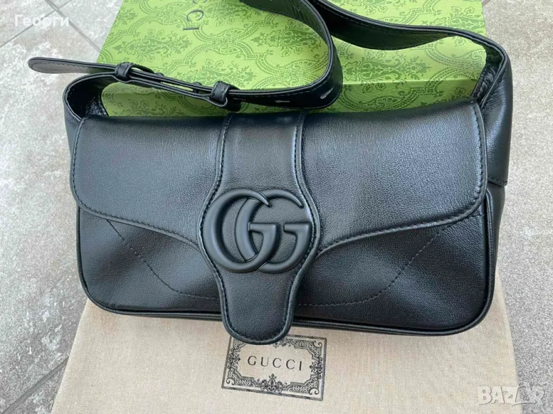 Gucci Малка Чанта Aphrodite Гучи Черна Мека Кожа GG Лого Оригинална, снимка 1