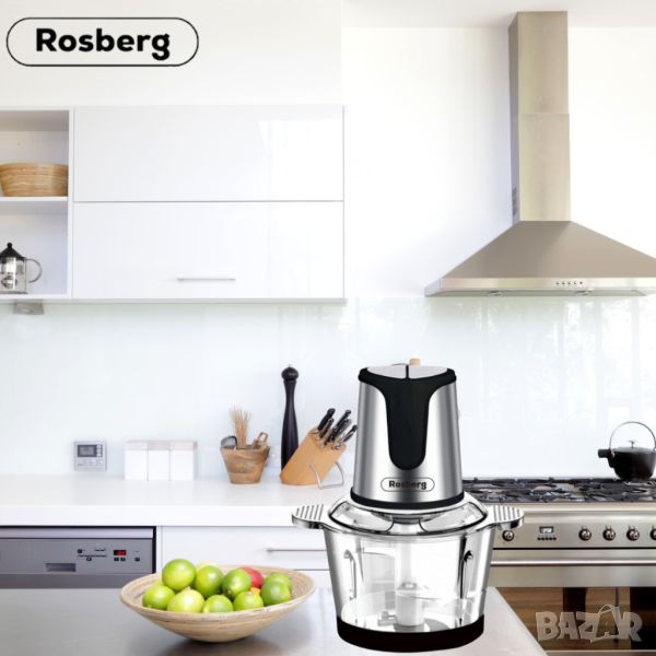 Чопър Rosberg R51111E, 500W, 3л., 2скорости, стъклена купа, Черен/ Сребрист, 2 ГОДИНИ ГАРАНЦИЯ, снимка 1