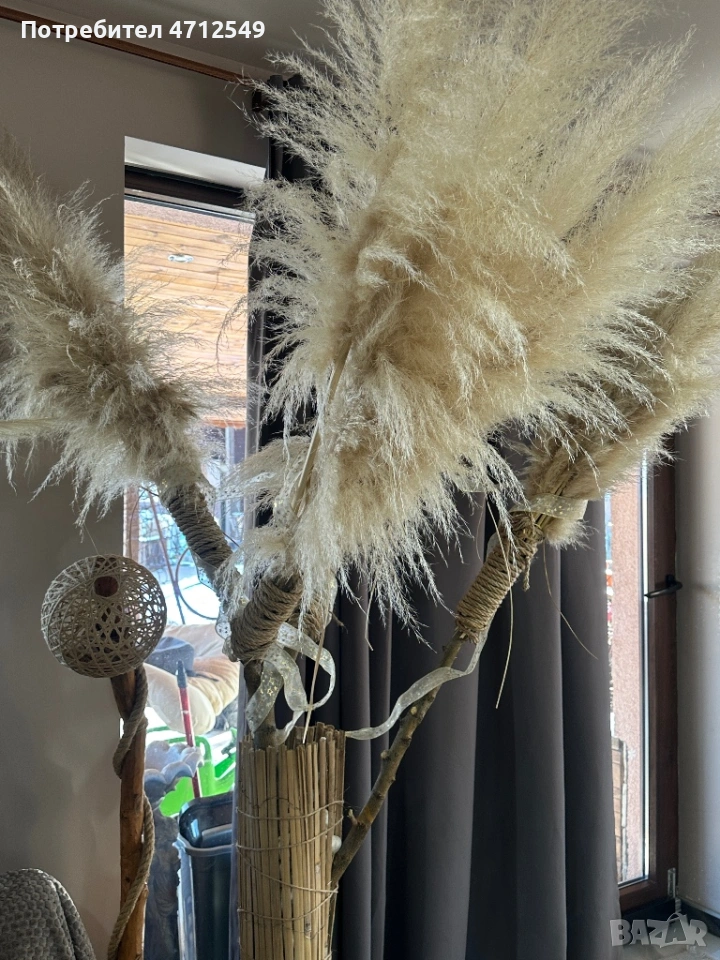 Изкуствено дърво с естествена пампаска трева, снимка 1