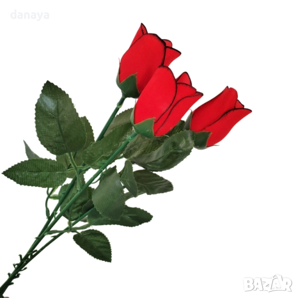 6270 Изкуствена червена роза за декорация, 55 см, снимка 1
