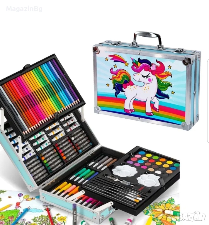 Комплект за рисуване и оцветяване на две нива в куфарче /145 части/ , снимка 1